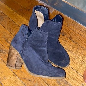 Navy suede booties